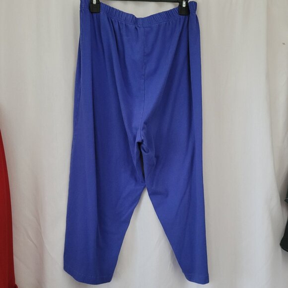 Quacker Factory QVC Blue Pants Capri Crop 1X embroidered Sailboat Cotton - Picture 1 of 8